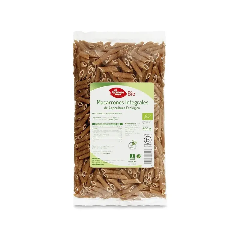 MACARRONES INTEGRALES BIO, 500 G
