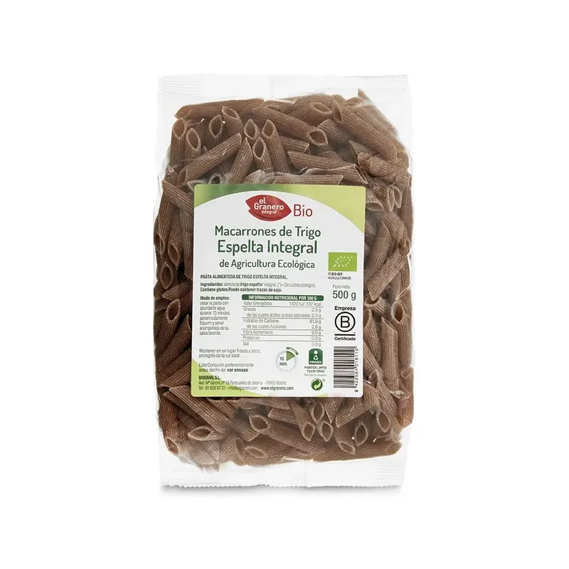 MACARRONES DE TRIGO ESPELTA INTEGRA