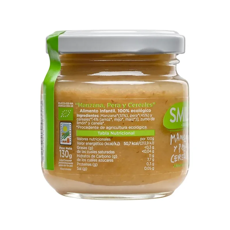 TARRITO DE MAZANA Y PERA CON CEREAL Disponible en caja de 12 unds.