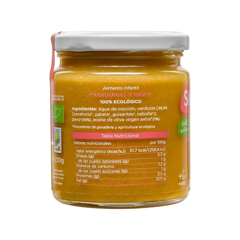 TARRITO DE PAVO CON VERDURAS 230 GR Disponible en caja de 12 unds.