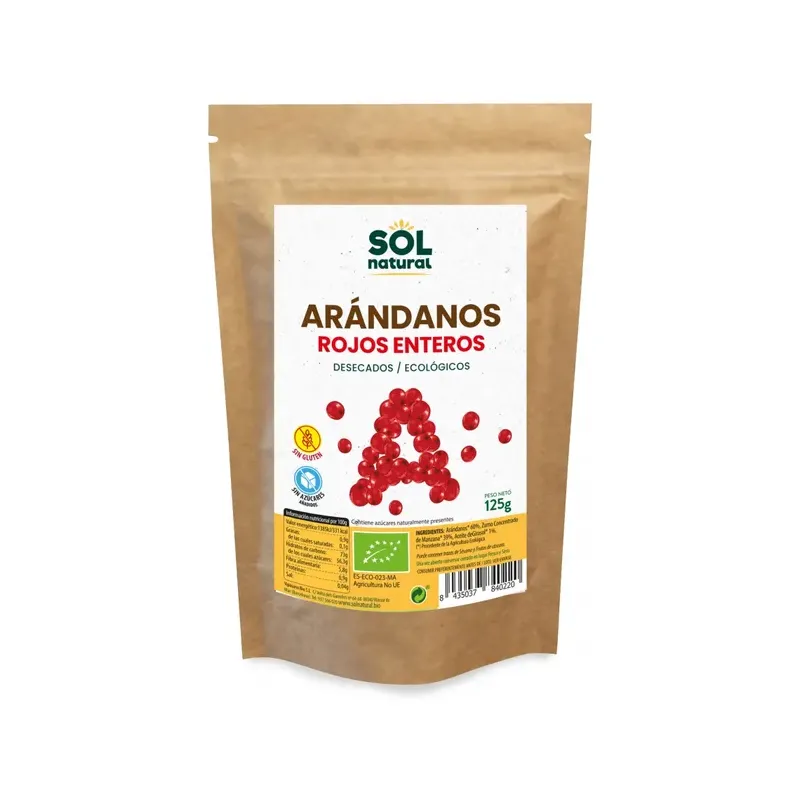 ARÁNDANOS ROJOS DE CANADÁ SIN AZUCAR BIO 125 g