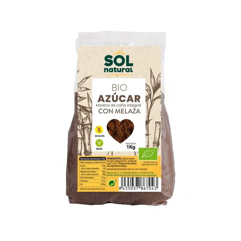 AZÚCAR MORENO DE CAÑA INTEGRAL CON MELAZA BIO 1 Kg