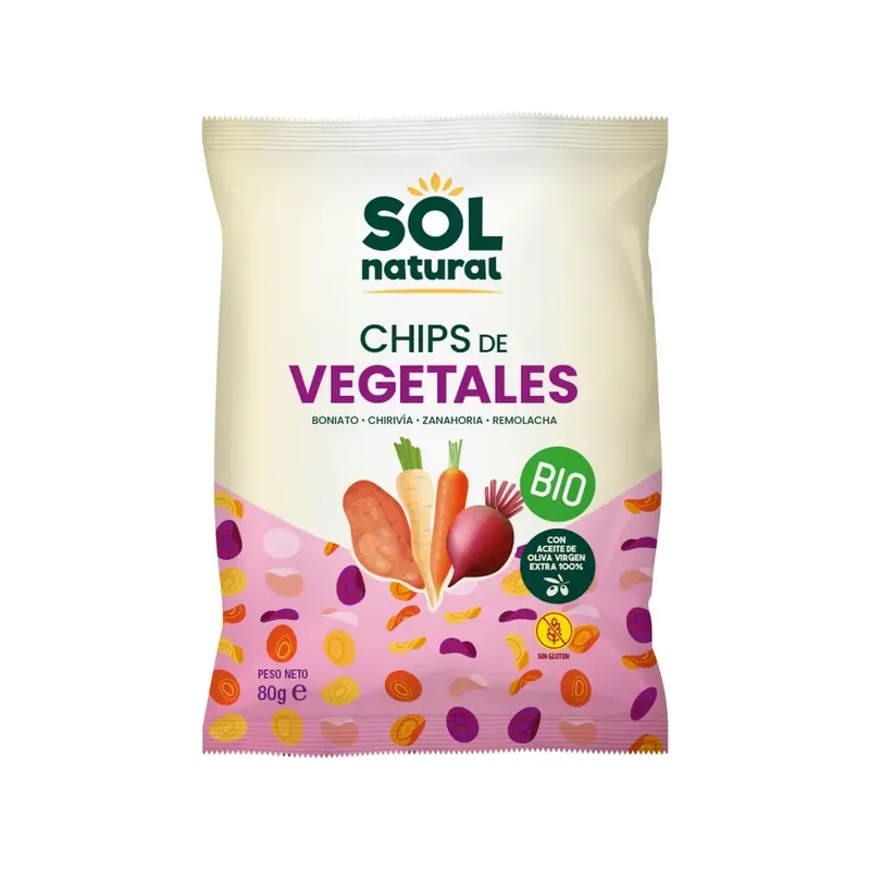 CHIPS DE VEGETALES CON ACEITE DE OLIVA BIO 80 g