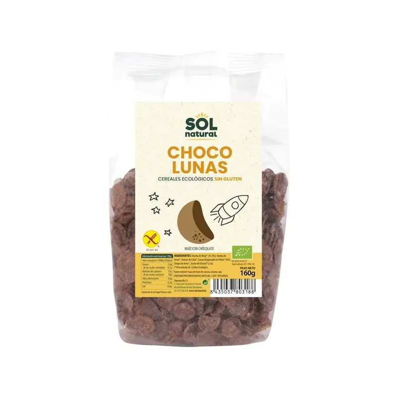 CHOCO LUNAS SIN GLUTEN BIO 160 G