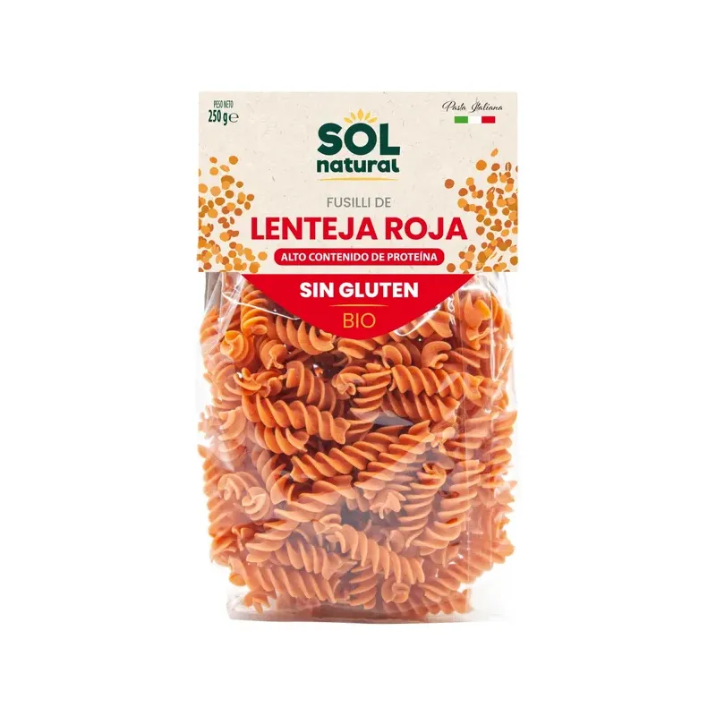 FUSILLI DE LENTEJA ROJA SIN GLUTEN BIO 250 g
