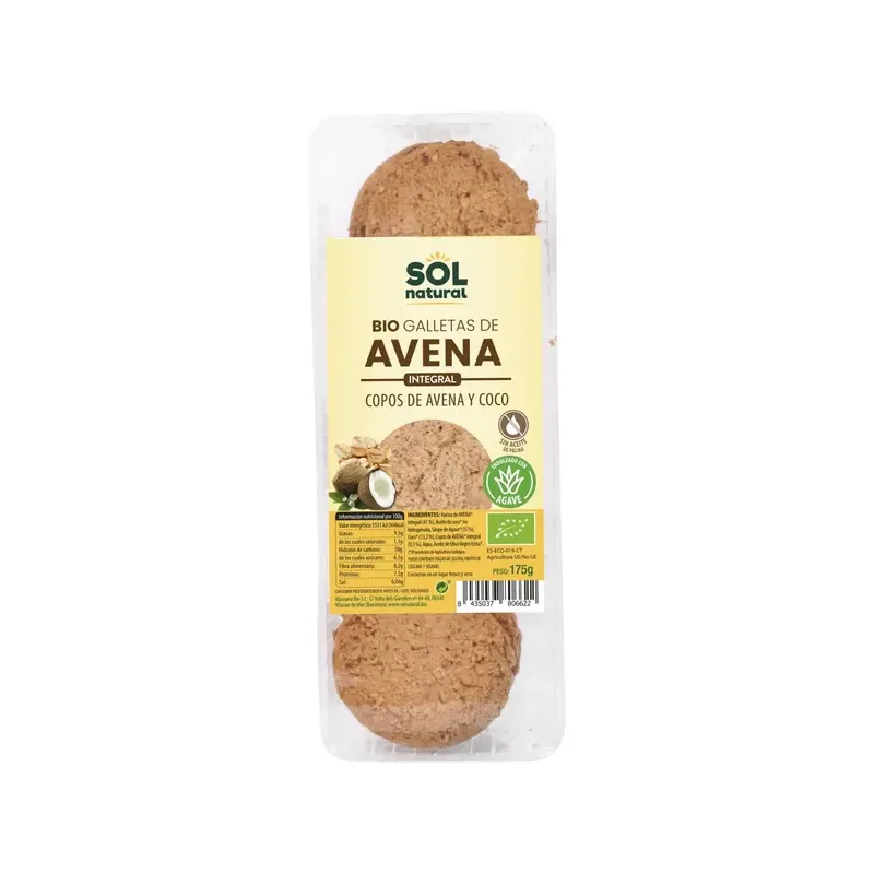 GALLETAS DE AVENA COCO Y AGAVE BIO 175 g