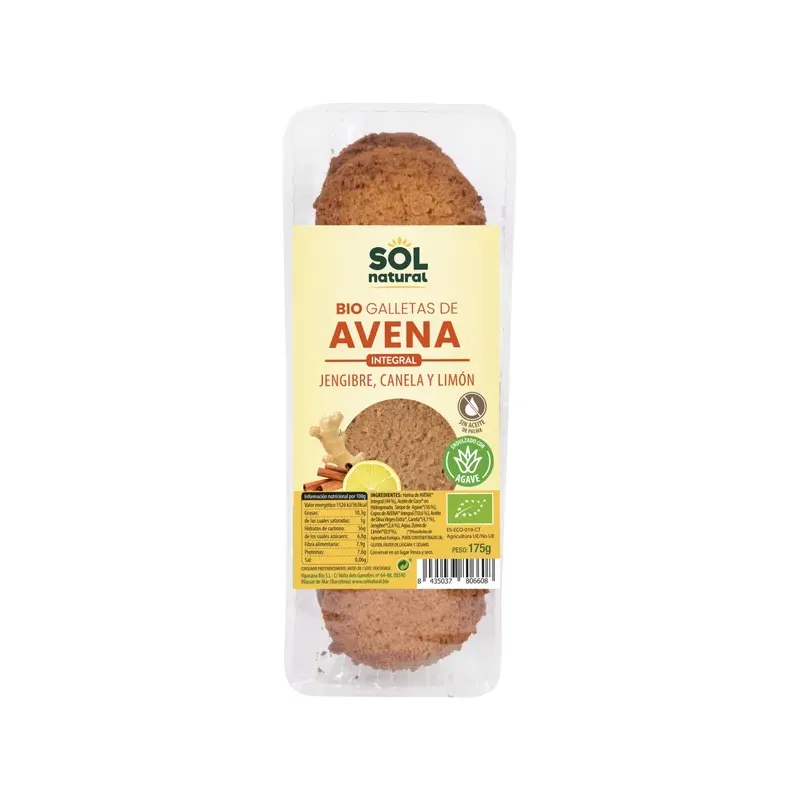 GALLETAS DE AVENA JENGIBRE CANELA- LIMÓN 175 g