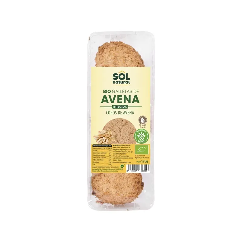GALLETAS DE AVENA Y AGAVE BIO175G