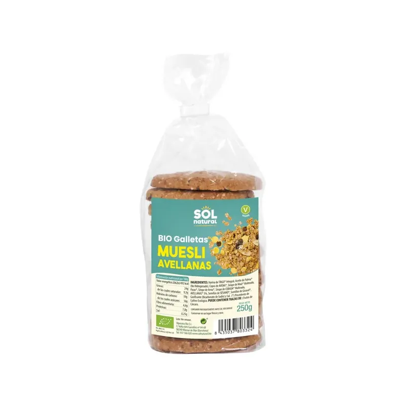 GALLETAS DE MUESLI CON AVELLANAS BIO 250 g
