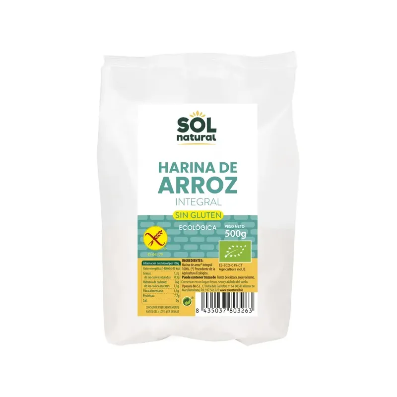 HARINA DE ARROZ INTEGRAL SIN GLUTEN BIO 500 g