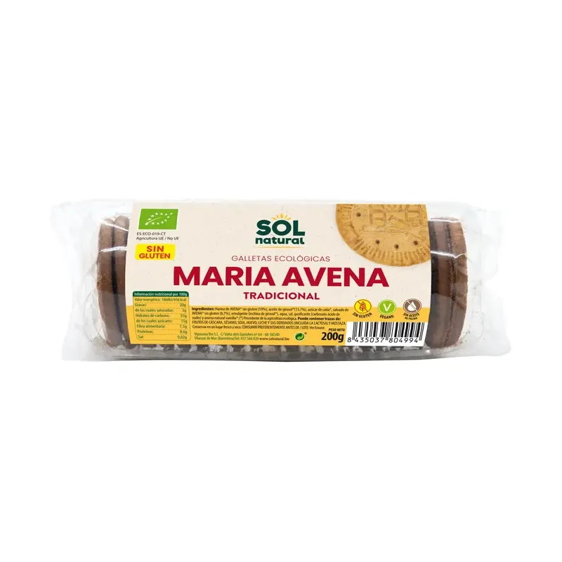 MARÍAS AVENA SIN GLUTEN BIO 200 G
