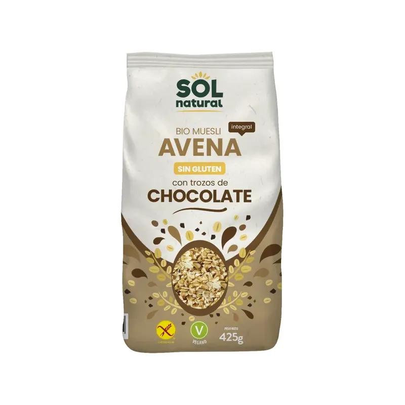 MUESLI DE AVENA CHOCOLATE BIO SIN GLUTEN 425 g