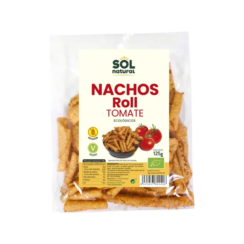 NACHOS ROLL MAÍZ TOMATE SIN GLUTEN BIO 125 g
