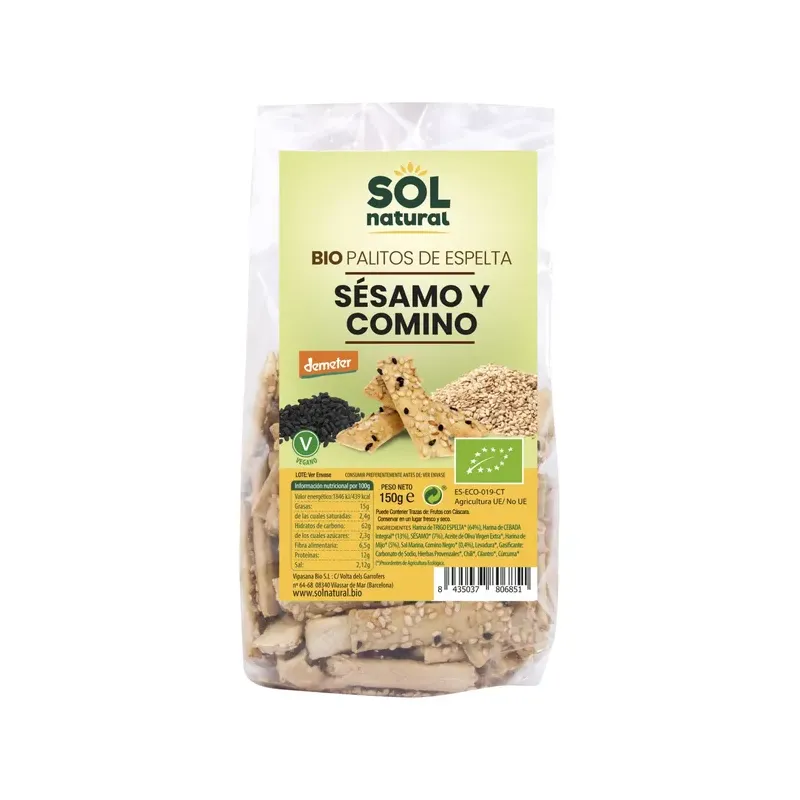 PALITOS CON SÉSAMO Y COMINO NEGRO BIO 150 g