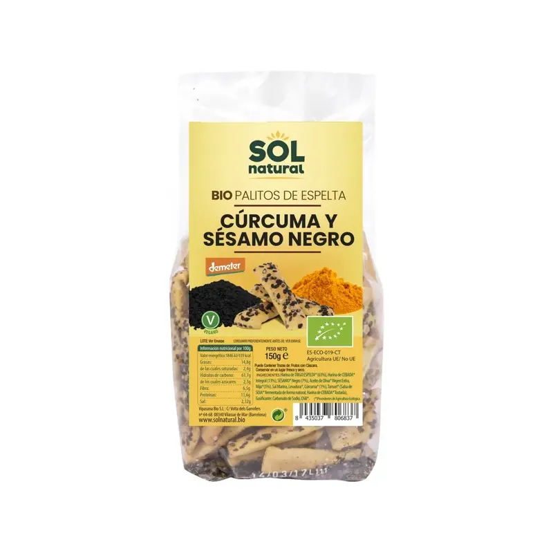 PALITOS DE CÚRCUMA Y SÉSAMO NEGRO BIO 150 g