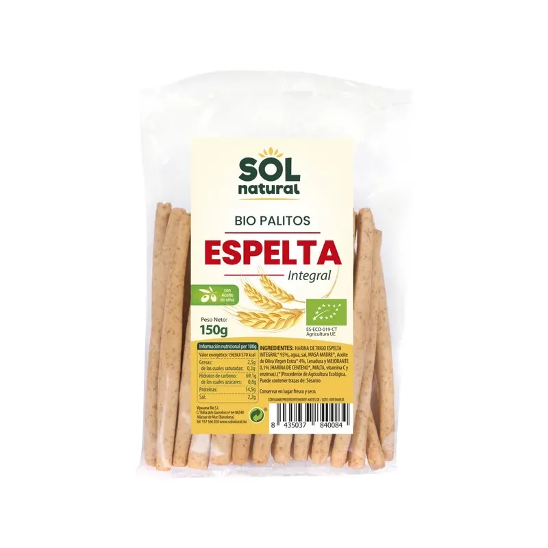 PALITOS DE ESPELTA INTEGRAL BIO 150 g
