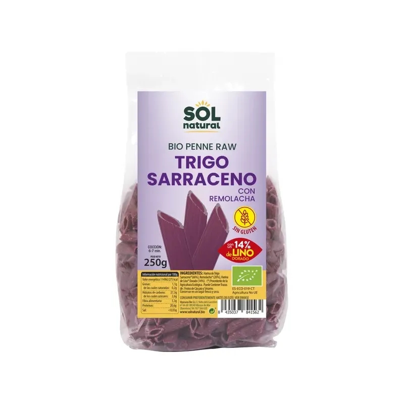 PENNE T.SARRACENO REMOLACHA-LINO SIN GLUTEN BIO 250 g