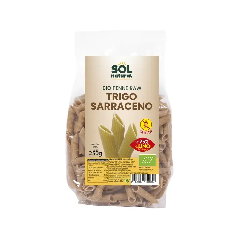 PENNE TRIGO SARRACENO-LINO SIN GLUTEN BIO 250 g
