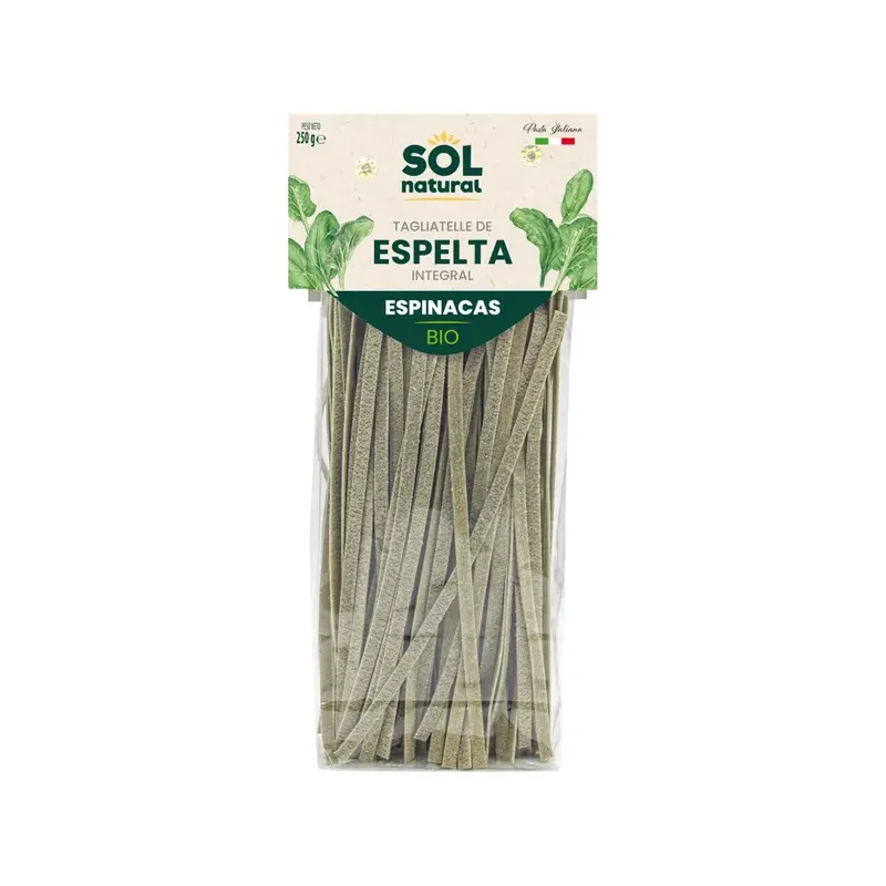 TAGLIATELLE DE ESPELTA INTEGRAL CON ESPINACAS BIO 250 g