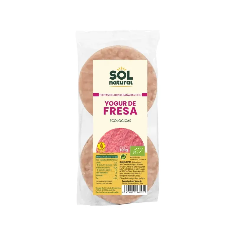 TORTAS DE ARROZ Y YOGUR CON FRESAS BIO 100 g