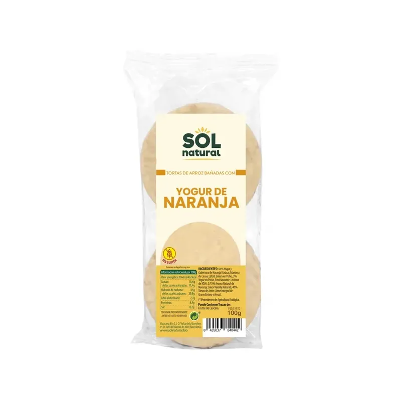 TORTAS DE ARROZ Y YOGUR CON NARANJA 100 g