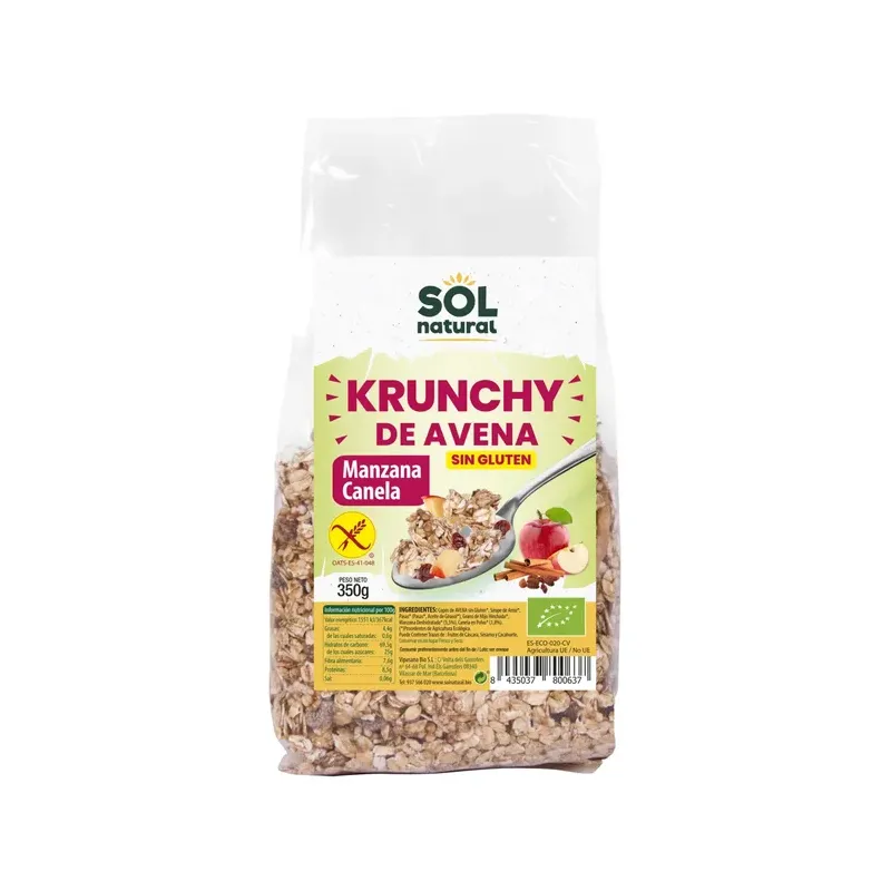 KRUNCHY AVENA SIN GLUTEN MANZANA- CANELA 350 g