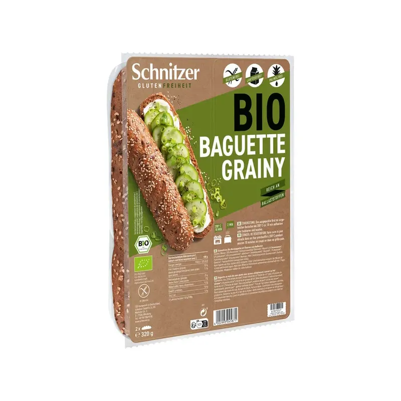 PAN BAGUETTE SEMILLAS GRAINY S/G SCHNITZER 320 G
