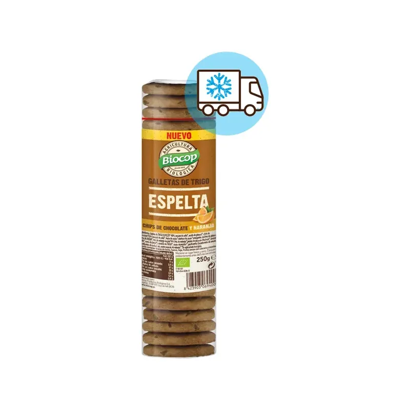 GALLETAS  ESPELTA CHIPS CHOCO NARANJA 250G