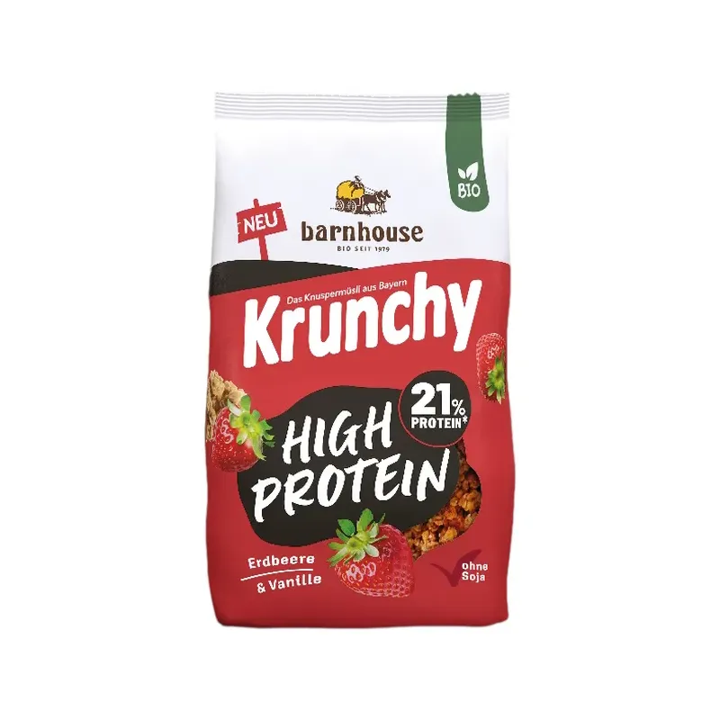 MUESLI KRUNCHY FRESA V.HIGH PROTEIN BARNHOUSE 450G