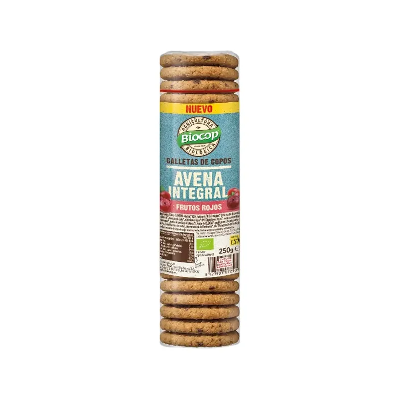 GALLETA COPOS AVENA INT.FRUTOS ROJOS BIOCOP 250 G