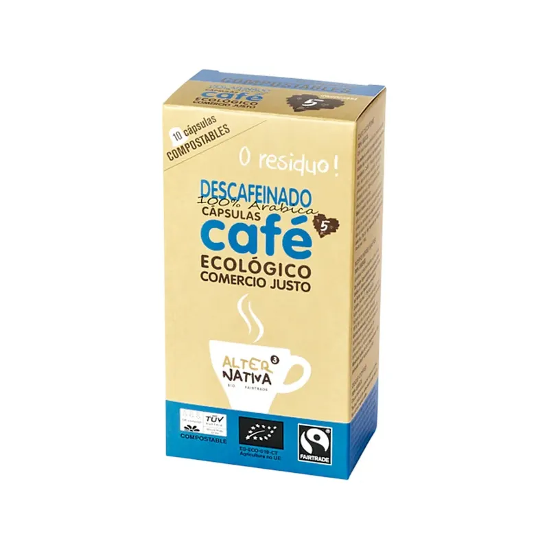 CÁPSULAS TUV CAFÉ DESCAFEINADO BIO-FT 10UDS X 5G