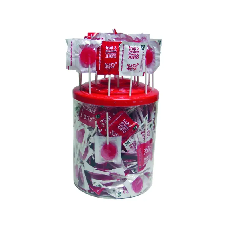 PIRULETAS REDONDAS SABOR CEREZA BIO-FT EXPOSITOR