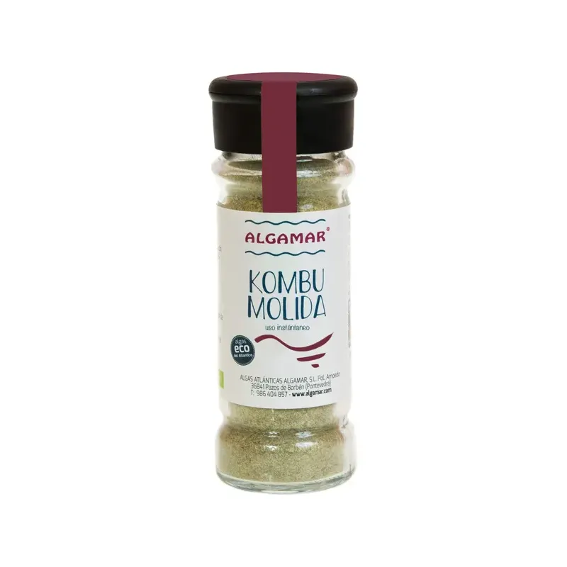 Alga Kombu molida, en tarro de vidrio especiero 70