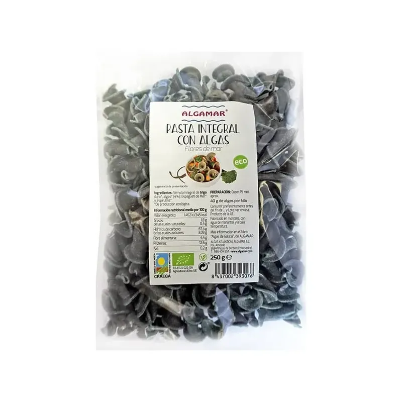 Pasta integral con Algas -Flores Mar 250g BIO