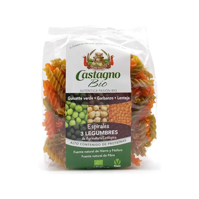 ESPIRALES 3 LEGUMBRES (LENTEJAS, GARBANZOS, GUISANTES VERDES) ECO 250G