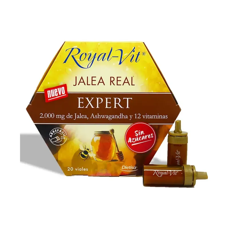 ROYALVIT EXPERT S/AZUCARES 20VIALES Jalea real
con Ashwagandha y 12 Vitaminas
