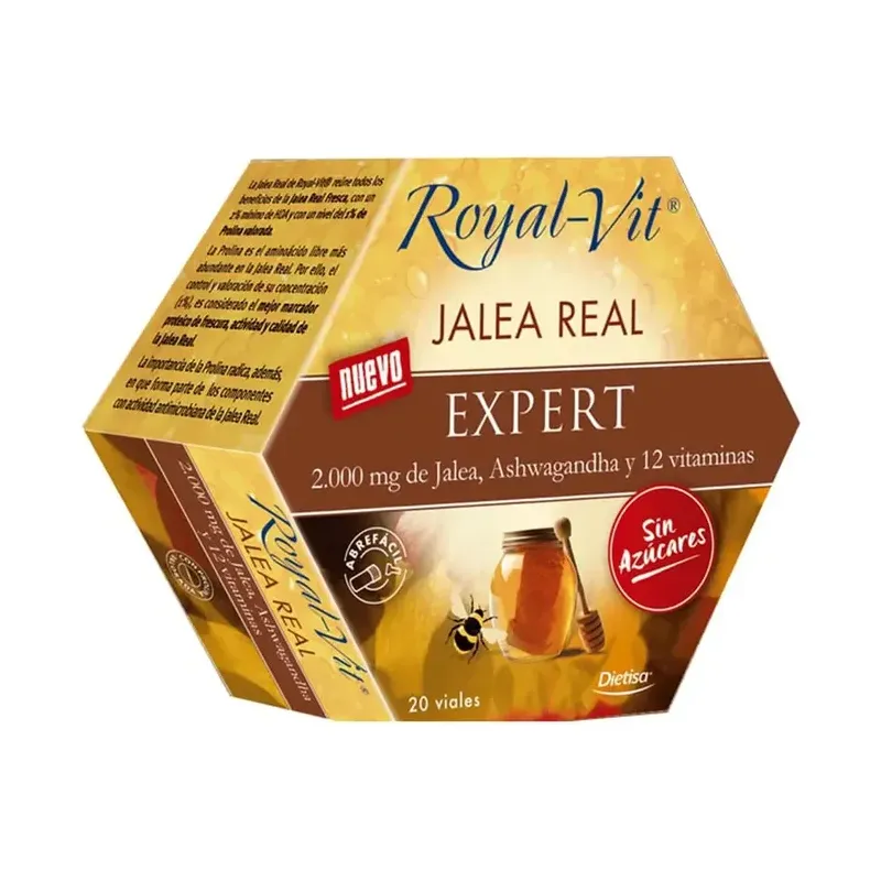 ROYALVIT EXPERT S/AZUCARES 20VIALES Jalea real
con Ashwagandha y 12 Vitaminas