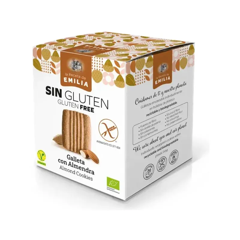 GALLETAS ALMENDRA 125G · SIN GLUTEN · SIN AZÚCARES