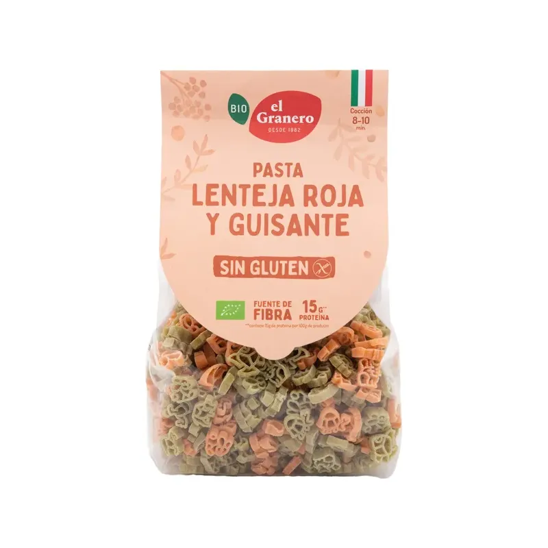 PASTA LENTEJA Y GUISANTES ANIMALES SIN GLUTEN BIO,
