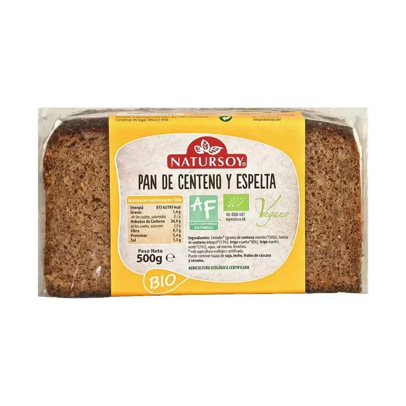 PAN CENTENO Y ESPELTA ECO 500 GR.