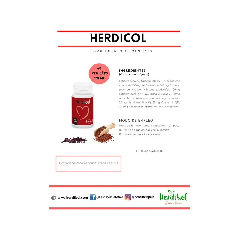 HERDICOL 60 Veg. Cáps. 720mg.