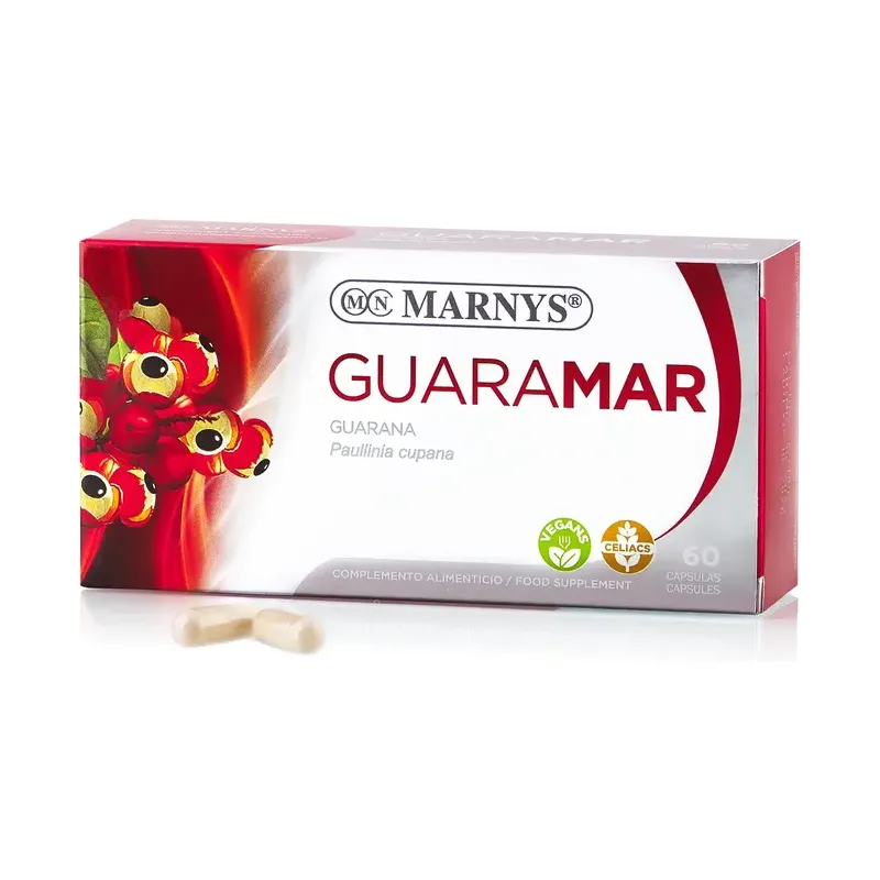GUARAMAR- GUARANÁ 60CAP X500MG sin DIOXIDO DE TITANIO Y APTO PARA VEGANOS