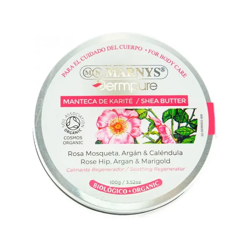MANTECA CORPORAL BIOLÓGICA DE KARIT CON ROSA MOSQUETA , ARGÁN Y CALÉNDULA  Tarrina 100 g