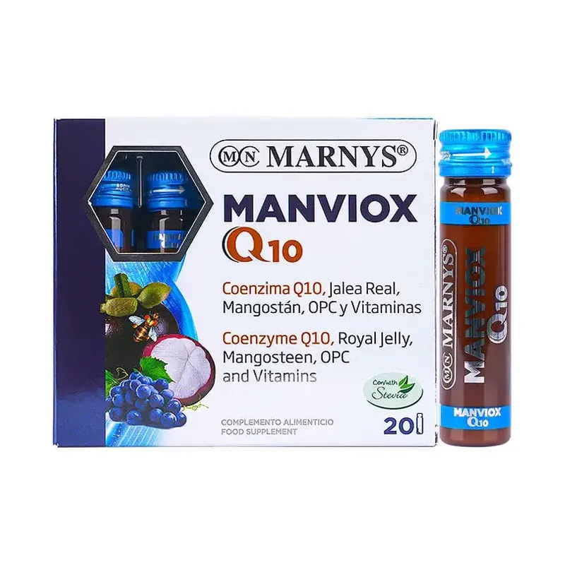 MANVIOX Q10 Conenzima Q10 + Jalea Real + Mangostán + POC y Vitaminas 20 Viales x 10 ml