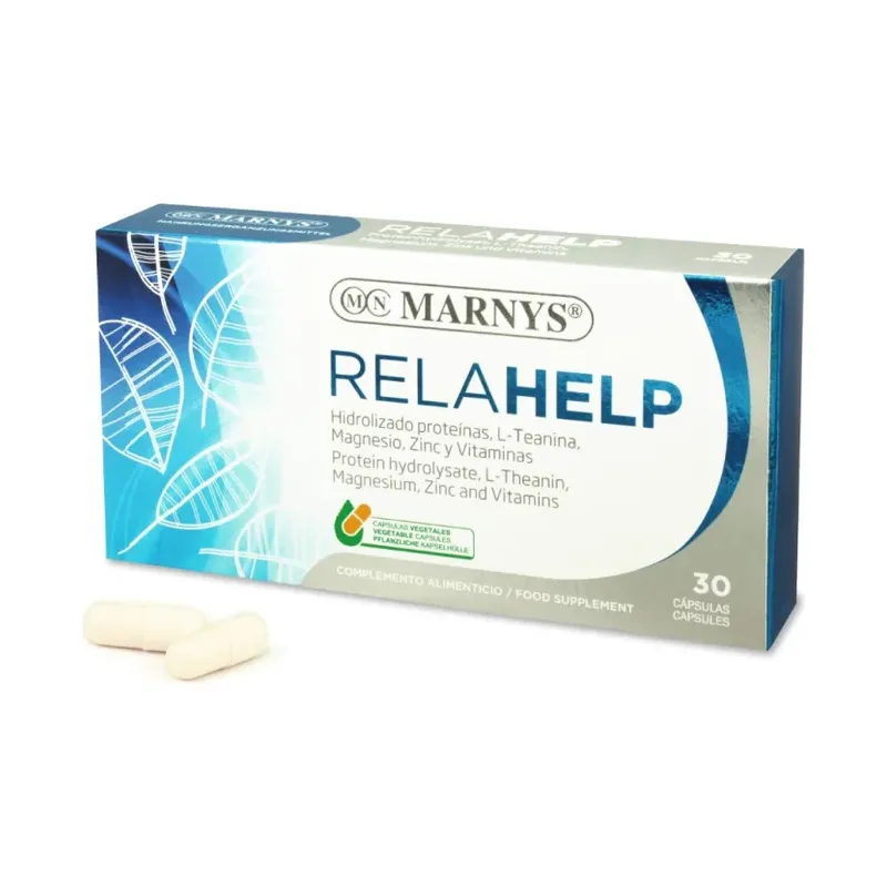 RELAHELP 30 CAPS Hidrolizado Proteínas Leche+L-Teanina+Mg+Zinc+ Biotina+Vitaminas 30 Cápsulas vegetales