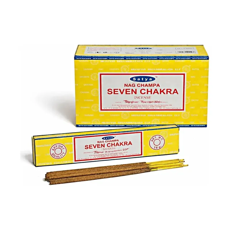 INCIENSO (SIETE CHAKRAS) SATYA 15G CAJA 12U Caja 12 unidades. SOLO SE VENDE POR CAJA