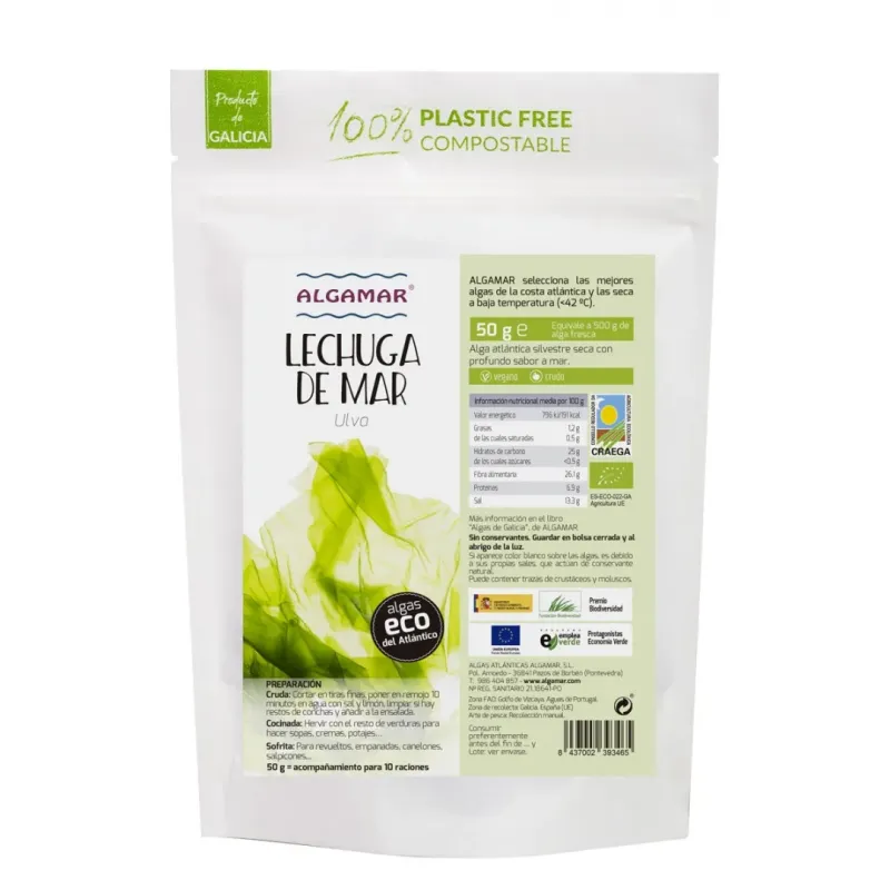 ALGA LECHUGA DE MAR (ULVA) EN COPOS 50 G BIO