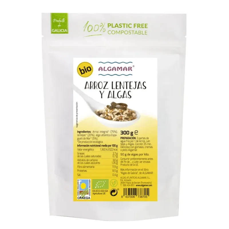 Arroz, Lentejas y Algas 300 g BIO