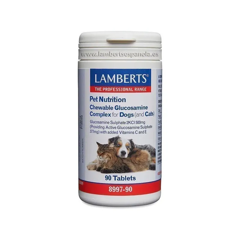 PET NUTRITION PERROS Y GATOS COMPLEJO GLUCOSAMINA MASTICA  - 90 TABS.
