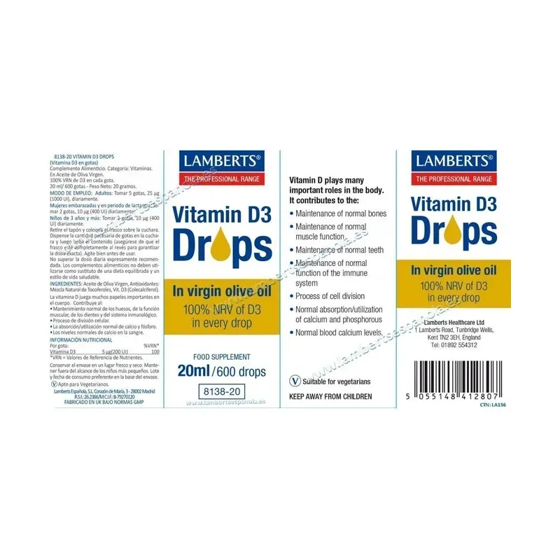 VITAMINA D3 200 UI LÍQUIDA - 20ML G VITAMINAS